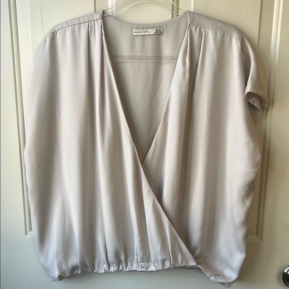 Black Tape_ Cream Wrap Top